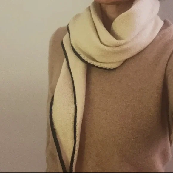 Tan & Black Trim Scarf - Picture 1 of 5